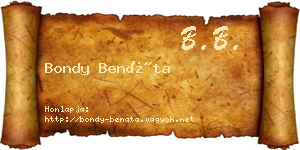 Bondy Benáta névjegykártya